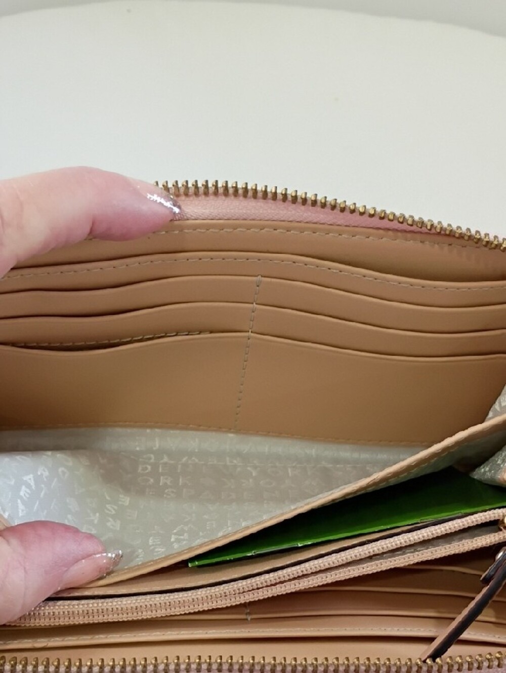 Kate Spade New York Pale Pink Zip-Around Pebbled Leather Wallet - Picture 8 of 11